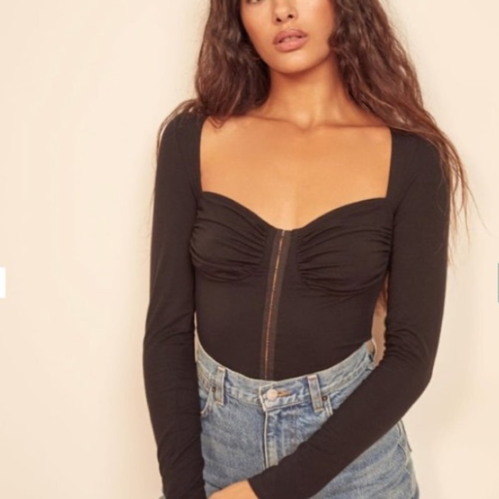 NWOT Reformation Black Long Sleeve Top